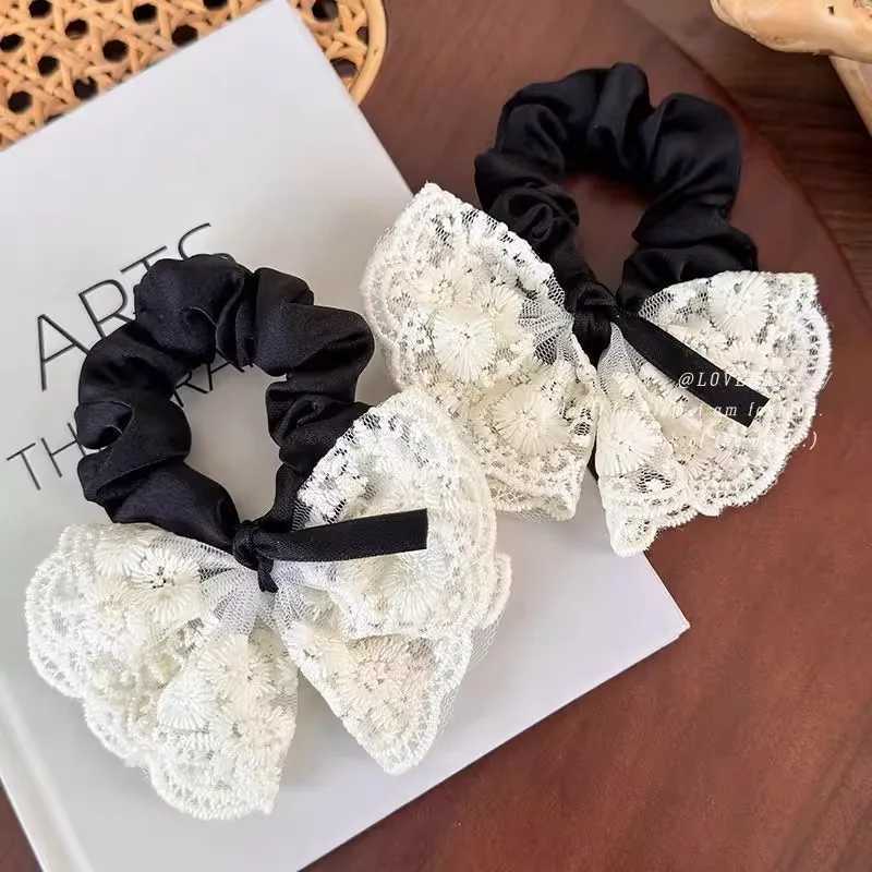 Elegant Lace Bow Hair Band For Women Girls Sweet Hair Ornament Scrunchie Hair Tie Rubber Band Hair Rope Fashion Hair Accessories H260324