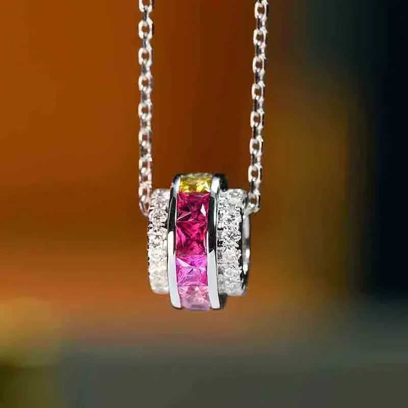 Huitan Statement Circle Pendant Necklace with Iregular Colorful Cubic Zirconia Luxury Trendy Women Daily Wear Necklace Jewelry H260324 - view 3