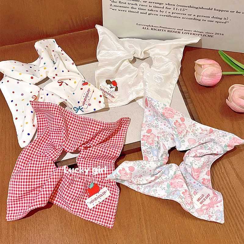 Cute Square Scrunchie For Girls Sweet Hair Ornament Children Hair Tie Headband Elastic Hair Band Kids Lovely Hair Accessories H260324