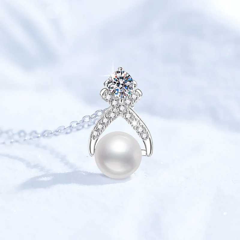 Mozambique Stone Necklace Natural Freshwater Pearl Cross Princess Pendant Platinum PT95018k Gold Light Luxury Necklace H260324 - view 4