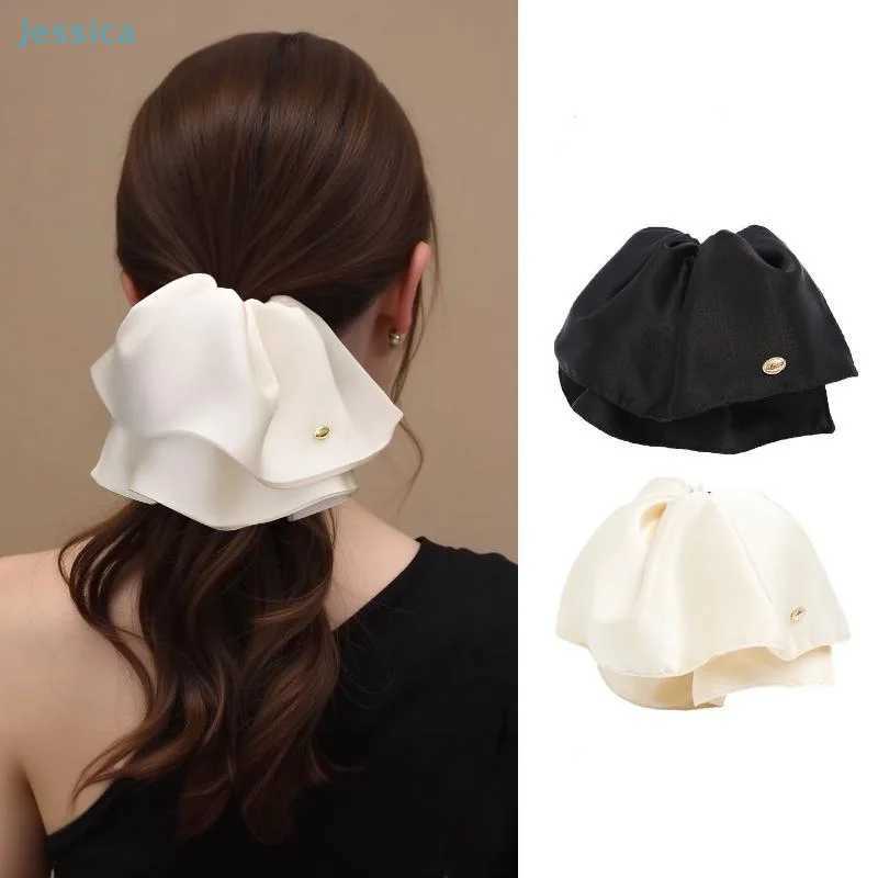 French Satin Large Bow Hair Clip Sweet Womens Shark Clip For Ponytails H260324