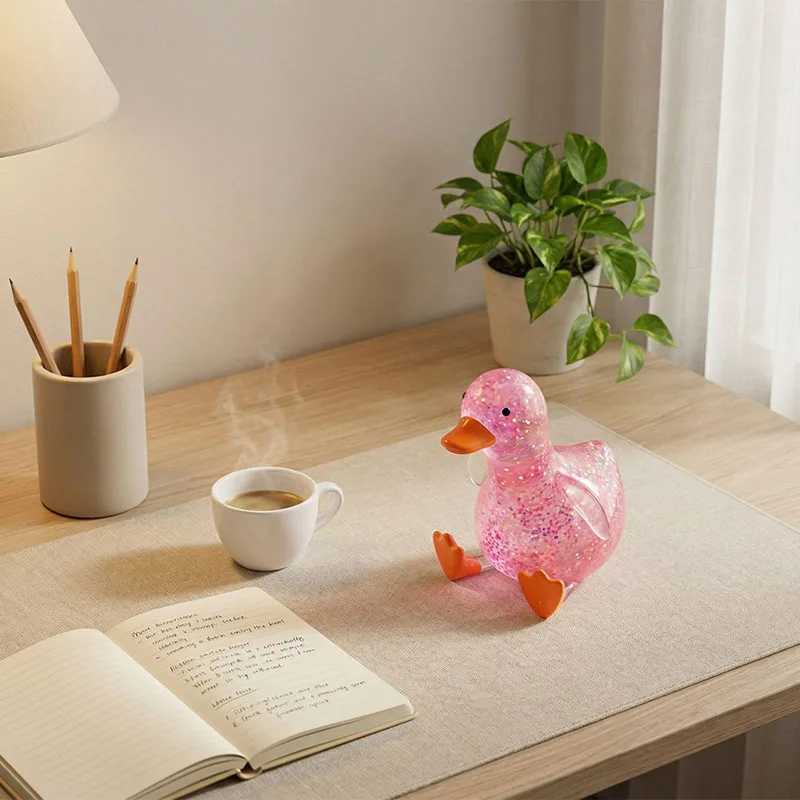 Cute Duck Squishy Glitter Pinching Slow Rebound Soft Pressure Ball Steel Pipe Venting Office Home Decor Kid Adult Birthday Gift H260324