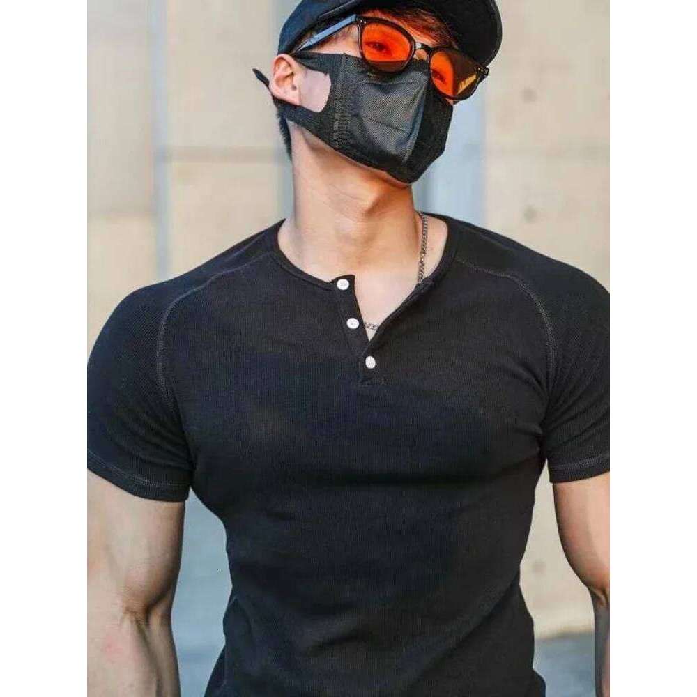T Shirt Men Casual Short Sleeve Muscle Joggers Bodybuilding Tshirt Male Gym Fitness Tops Tee Streetwear Slim Fit Summer T-shirt 26W0324