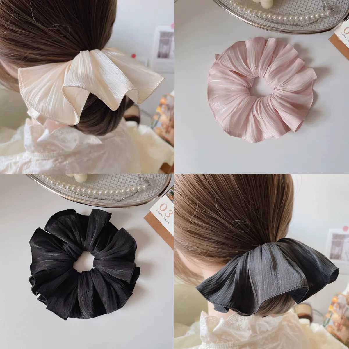 2025 Cute Chiffon Flower Scrunchies Women Girl Ball Elastic Hair Band Accessories Tie Hair Ring Rope Headdress Headwear Ornament H260324