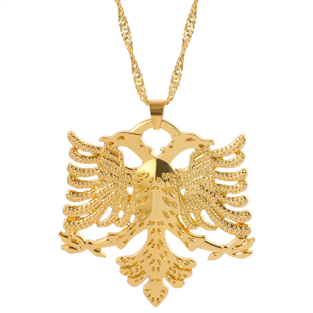 Albanian Eagle Necklace Alloy Electroplated Hollow Eagle Pendant Necklace Large and Small Sizes 210331