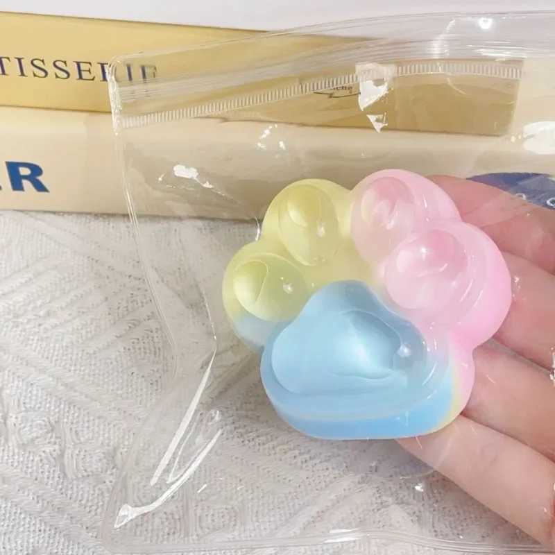 Three Color Rainbow Cat Paw Soft Pinch Cute Cat Paw Slow Rebound Pinch Stress Relief Birthday Gift H260324