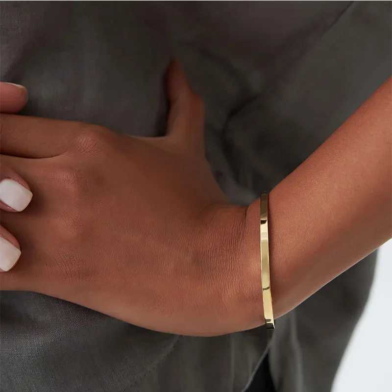 18K Gold Plated Oval for Women Jewelry Trendy Bangle Stackable Friendship Christmas Birthday Gifts H260323 - view 6
