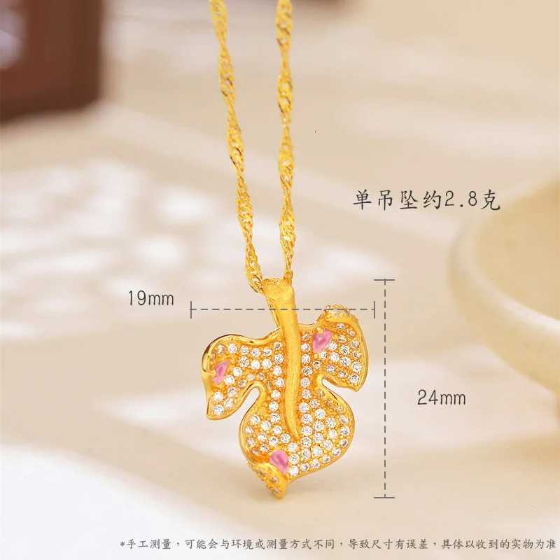 Luxury 24K 9999 Pure Gold real gold Womens Pendant Fashion Diamond Jade Necklace H260324 - view 7