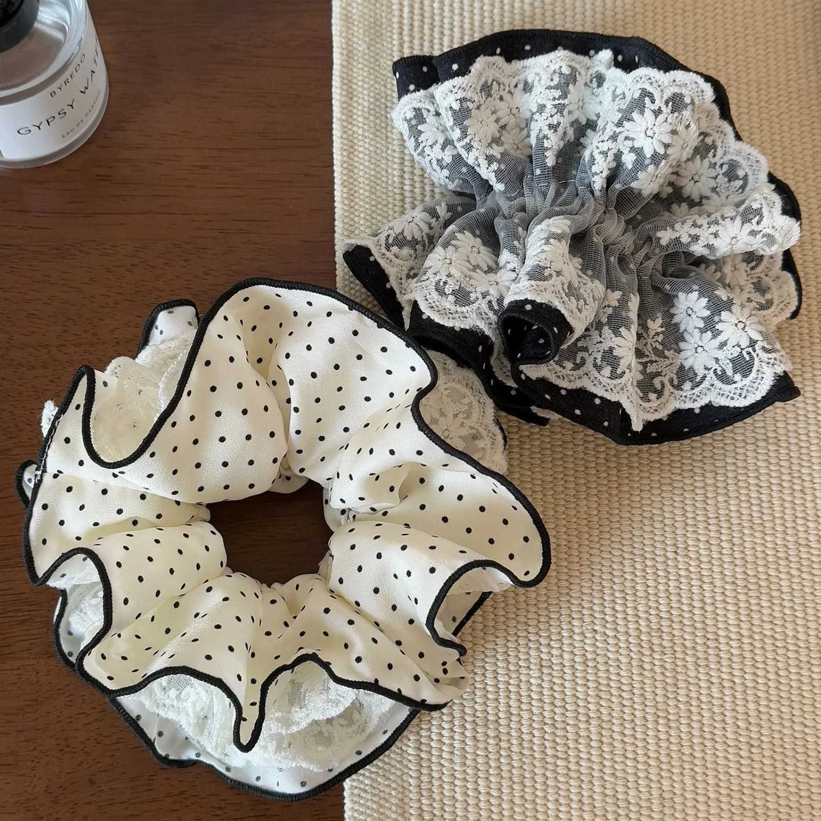 1pc Minimalist Versatile Lace Ruffled Large Scrunchie Hair Accessory with High-End Feel 2025 New Style H260324