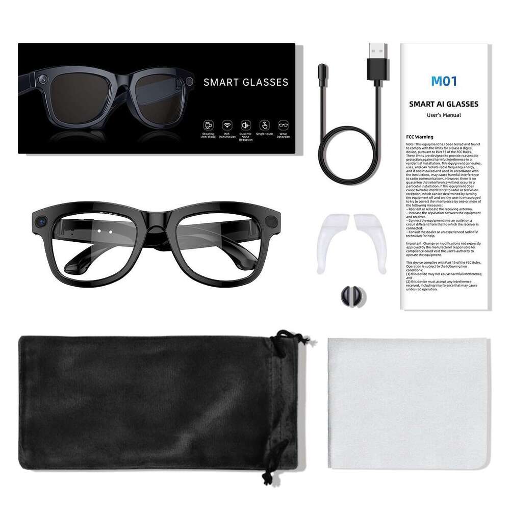 M01Pro Smart AI Glasses 8MP HD Camera, Real-Time Translation, ChatGPT Support, Bluetooth Call & Music, Anti-Shake CKS