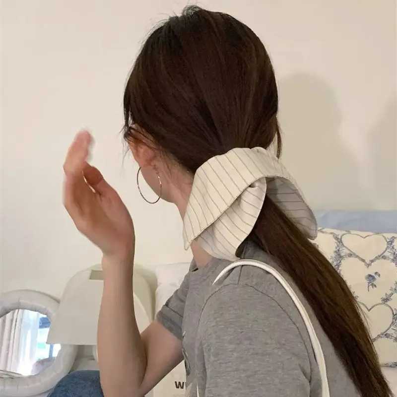 1/3pcs Korean striped fabric square scarf large intestine headband low temperament ponytail headband hair accessory H260324