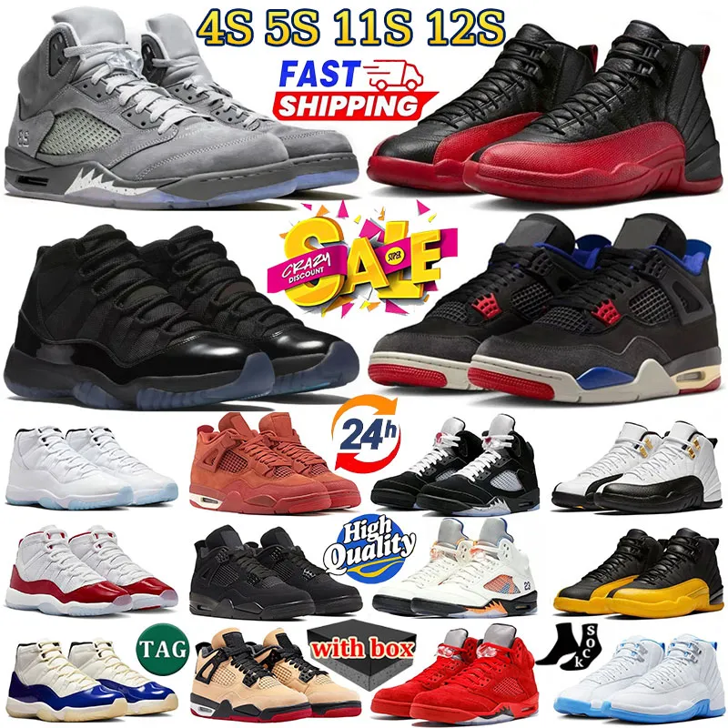 Top 4s 5s 11s 12s Basketball Shoes Gamma Blue Wolf Grey Varsity Red Sport Royal White Metallic Black Cat Taxi Pearl Pink Comic Steel Men Women trainers shoes
