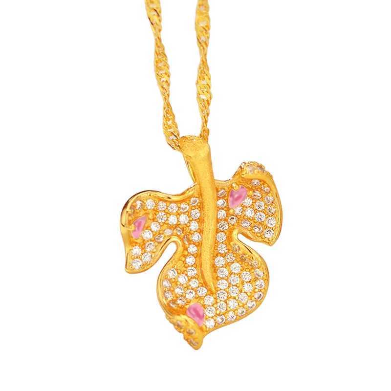 Luxury 24K 9999 Pure Gold real gold Womens Pendant Fashion Diamond Jade Necklace H260324 - view 6