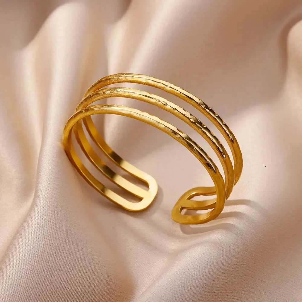 Stainless Steel Bangles for Women Gold Plated Luxury Multi-layer 2024 Jewelry pulseras mujer H260323 - view 3