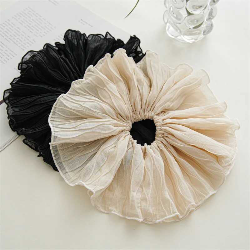 Oversize Ruffled Lace Scrunchies Elastic Hair Bands Women Girls Double-layer Pleated Ponytail Hair Ties Ropes Hair Accessories H260324