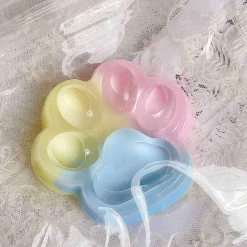 Three Color Rainbow Cat Paw Soft Pinch Cute Cat Paw Slow Rebound Pinch Stress Relief Birthday Gift H260324