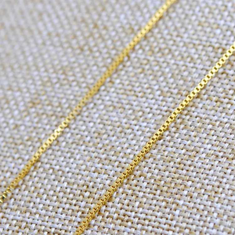AU999 Box Chain Necklace Womens 24K Gold - Shiny links non-deformable value-preserving top jewelry for ladies H260324 - view 5