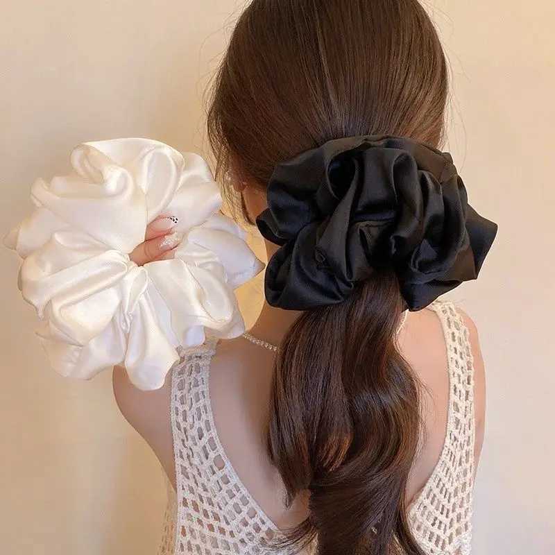 1pcs Extra Large Faux Silk Fluffy High Elasticity Soft Silky Luxury Casual Comfortable Fashion Scrunchie For Women H260324