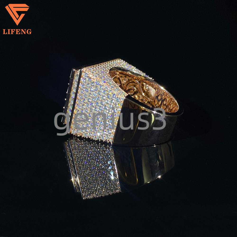 GRA Certificated Pass Diamond Tester 925 Sterling Silver Rose Gold VVS Moissanite Iced Out Ring HipHop Diamond Jewelry