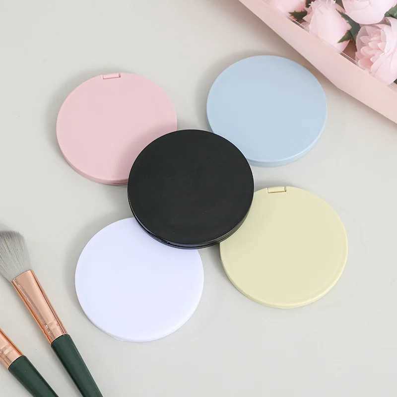 Portable Double-Sided Compact Mirror Blcak Round Folding Makeup Mirror Mini Pocket Mirror for Women Girls Travel Cosmetic Mirror H260324