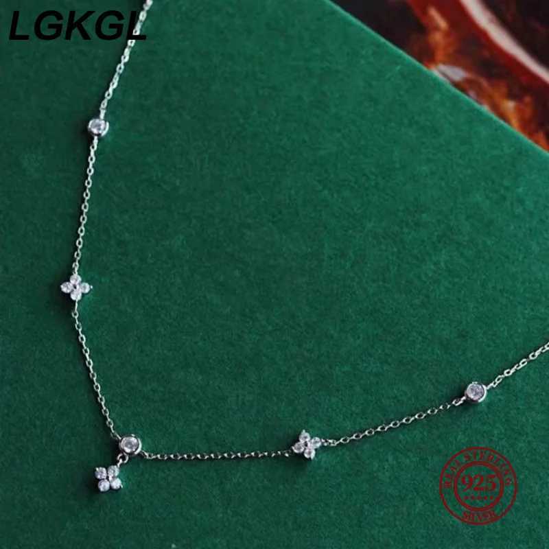 LGKGL Read S925 Sterling Silver Plated 18K Gold Sparkling Zircon Flower Necklace for Women Girl Exquisite Party Jewelry Gifts H260324 - view 6
