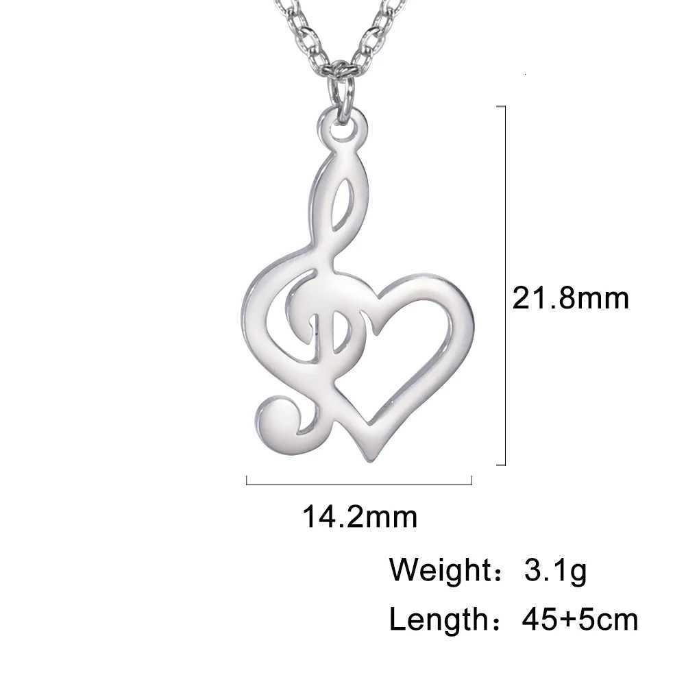 Heart Music Note Treble Necklace Gift For Girl Woman Men Kid Child Musical Symbol G Clef Chain Stainless Steel Pendant Jewelry H260324 - view 6