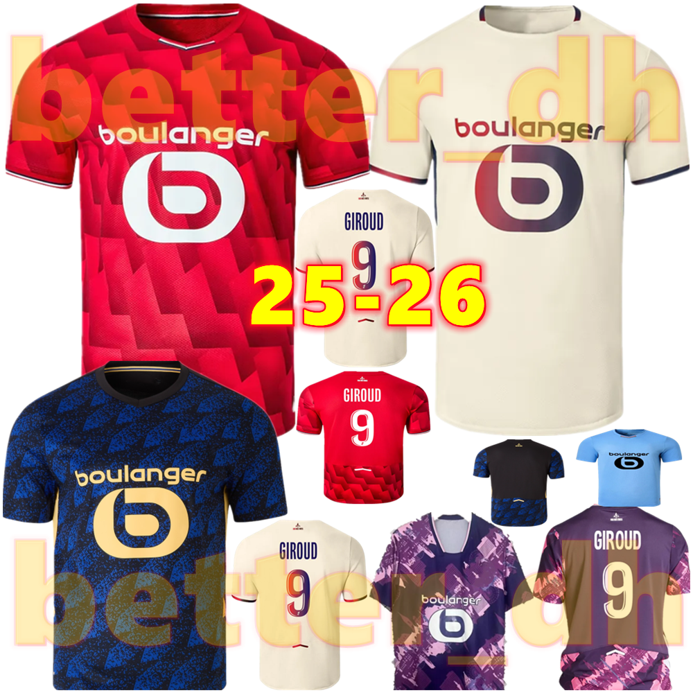 25 26 LOSC Lille Soccer Jerseys J DAVID E.MBAPPE ZHEGROVA ANGEL Maillot DIAKITE YAZICI OUNAS Football Shirt 2025 Lille D HARALDSSON Fourth football football jersey