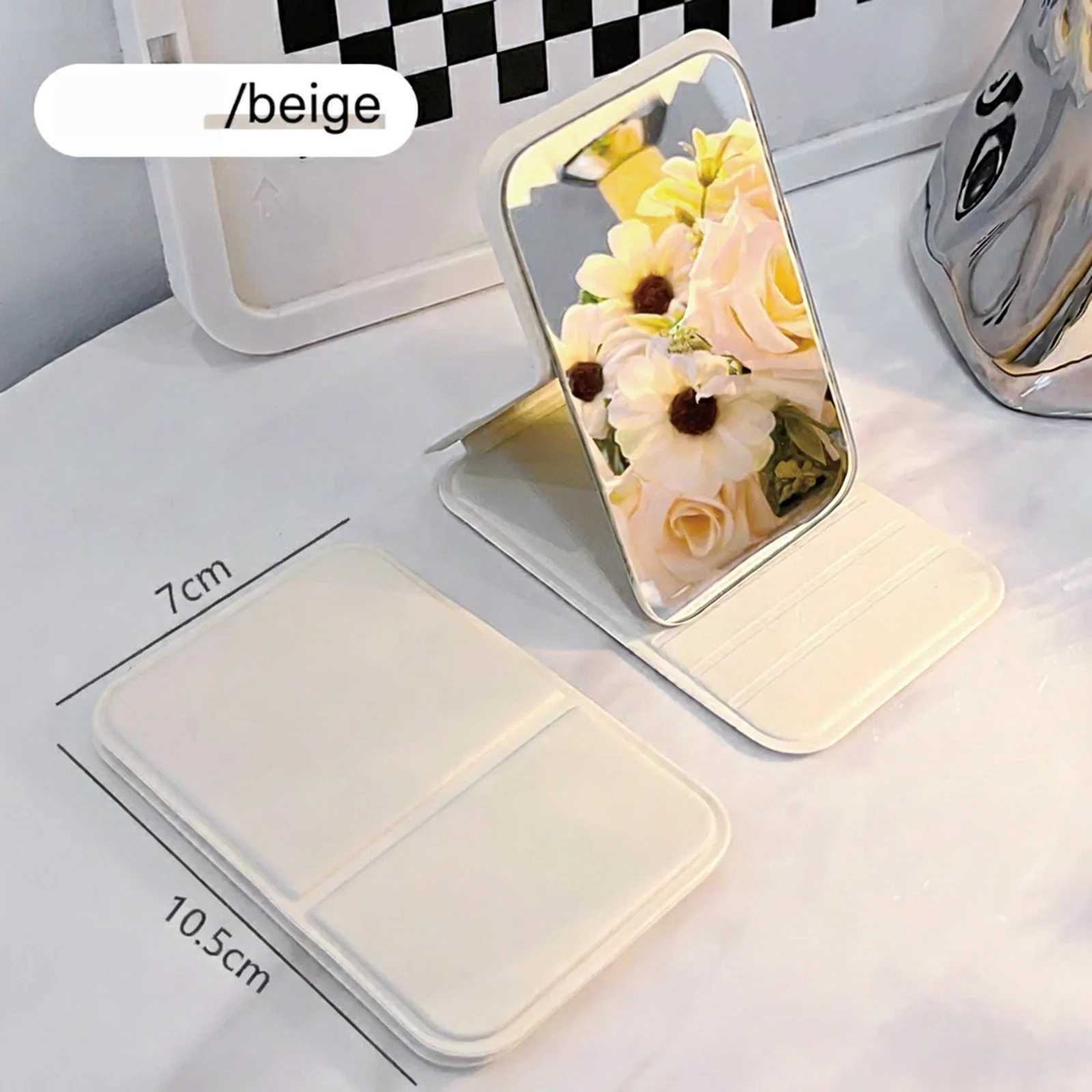 1pc Mirror Makeup Mirror Portable Folding Mirror Girl Makeup Mirror HD Desktop Stand up Mini Portable Small Mirror Travel H260324