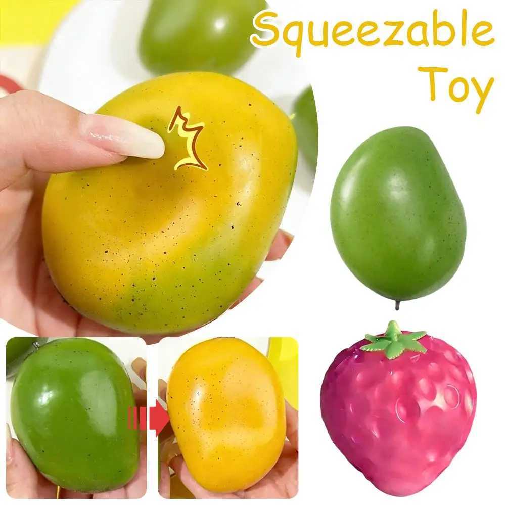 Stress Relief Squeeze Toy for Adults Color-Changing Fruit Ball Strawberry Mango Slow Rebound De-Stress Toy Creative Gift H260324