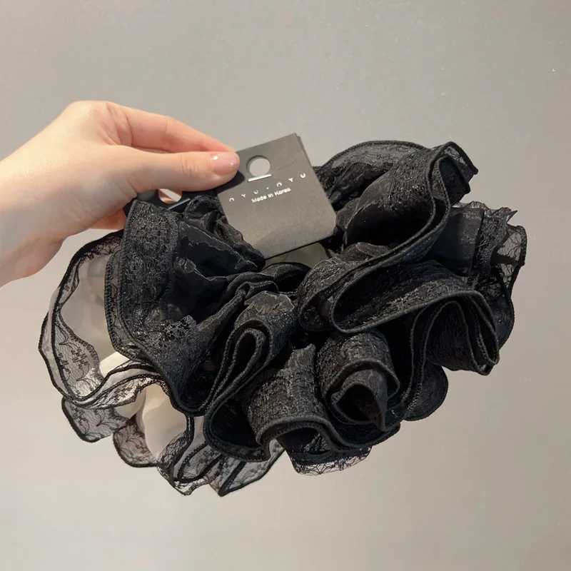 French Lace Sausage Hair Band Women Elegant Double-layer Mesh Hair Ring Fashion Hair Tie Rubber Band Girl Hair Accessories H260324