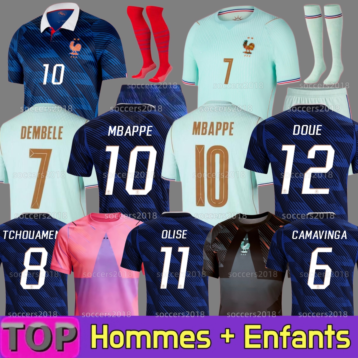 French 2026 World Cup MBAPPE Soccer Jerseys DEMBELE DOUE THAUVIN BARCOLA OLISE EKITIKE 24 26 27 France Maillots de football shirt equipement de foot Men kids enfants