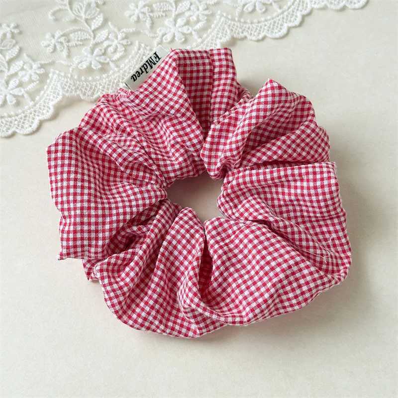 Preppy Style Plaid Scrunchie Women Girls Oversized Hair Rubber Bands XXL Crunchy Hair Ties Korean Fashion Big Scrunches H260324