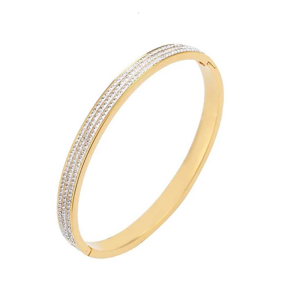 Stainless Steel Shiny Zircon Bangles for Women Girls Trendy Classic Can Open Accessories Jewelry Accessories Gifts H260323 - view 6