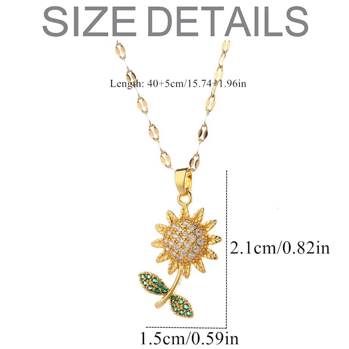 Elegant Small Fresh Daisy Sunflower Flower Copper Pendant Necklace for Women Fashion Stainless Steel Chain Romantic Gift H260324 - view 4