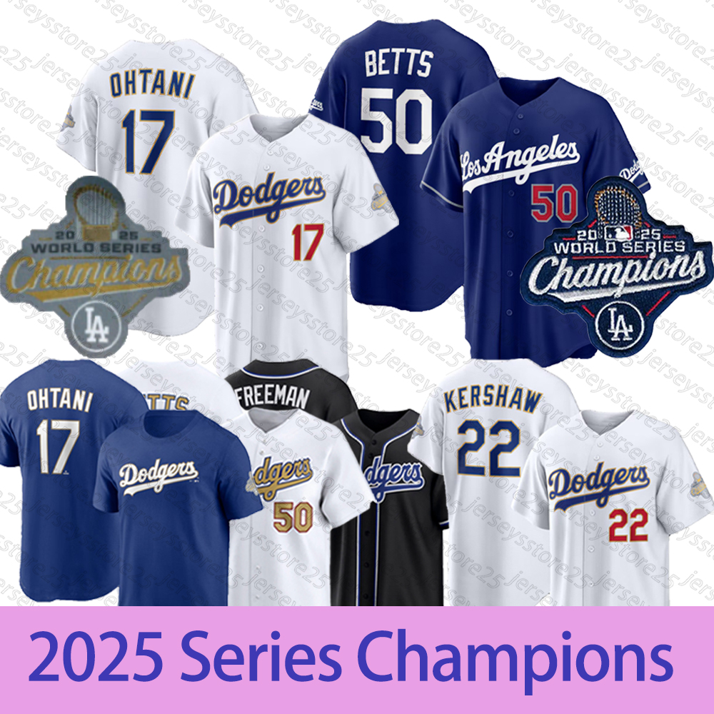 LA Shohei 17 Ohtani 2025 Baseball Jersey World Series Champions Dodgers jerseys Mookie 50 Betts Freeman Clayton Gavin 9 Lux Yoshinobu 18 Yamamoto Valenzuela Jerseys