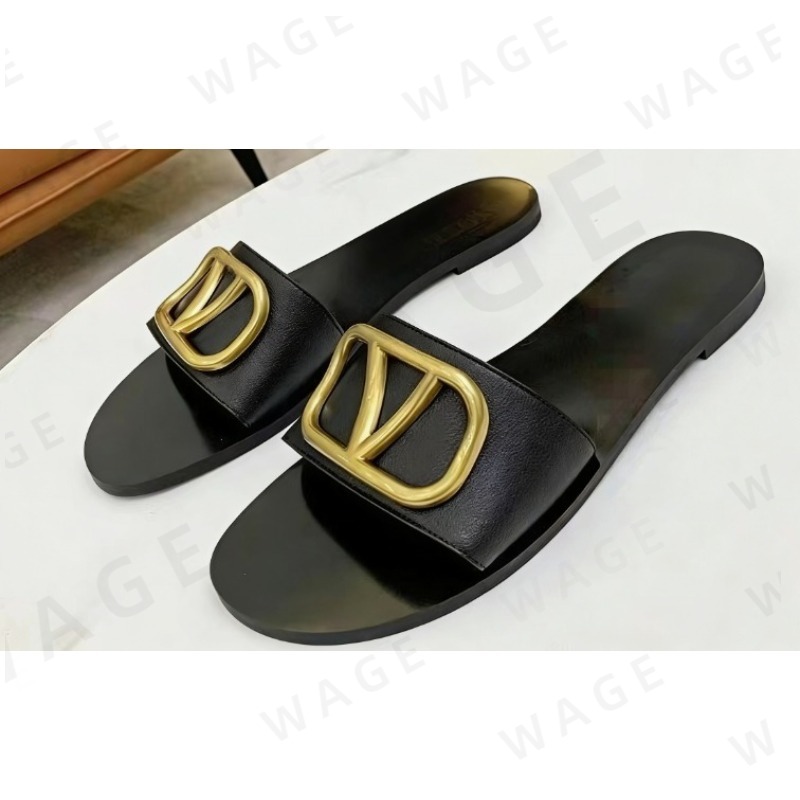 2026 Women's Metal Logo Leather Slide Sandals - Multi-Colors, Textured Leather, Comfort Sole, Soft Premium Material, Cushioned Footbed, Ideal for Daily Leisure Outings-4