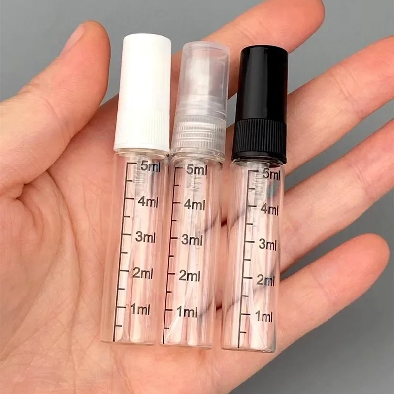 50pcs 100pcs 2ml 3ml 5ml 10ml Refillable Perfume spray Bottle With Scale Empty Mini Graduated Spray Bottle Perfume Bottles 260318