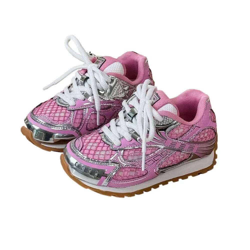 2025 Spring Toddler Kid Breathable Orbit Metallic Rubber Mesh Sneaker Children Casual Fashion Shoe Boy Girl Sports Walking Shoes 26W0324