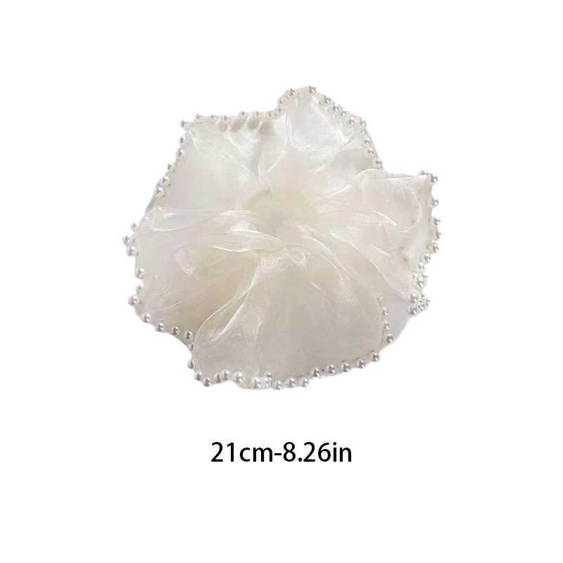 Elegant High-End Pearl Mesh Hair Ring Headband for Women Versatile Large Intestine Rubber Band Hair Accessory H260324