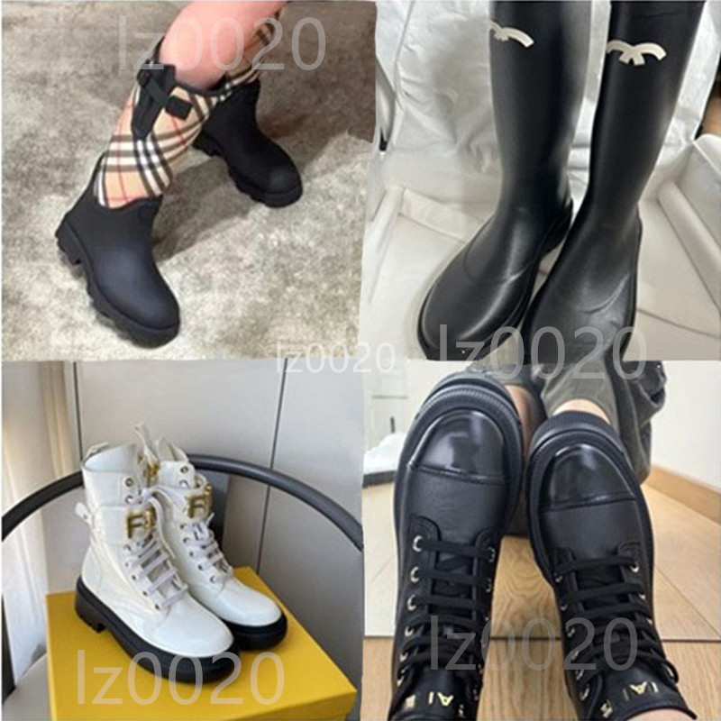 luxury rain boots round head Women Ankle Boots Thick Heel Thicks Sole Ankle over the knee Women combat Boots Designer Rainboots ashionable lLadies Martins Boots