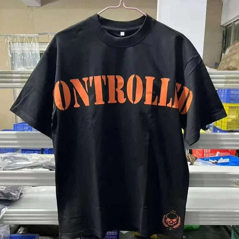 Black Tee Men's T Shirts Summer Controlled Insanity T-shirt Covers Over sized Men's Tees Short Sleeve Tees Workout Men's Clothing