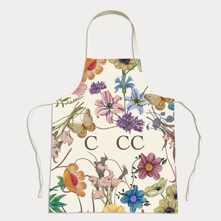 Designer Home kitchen cooking letter logo printing apron Luxury floral pattern chef's work clothes barber shop household cleaning stain prevention 3 color