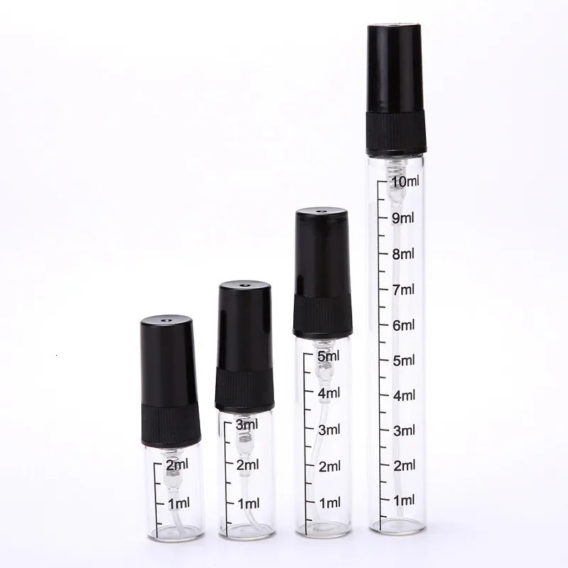 50pcs 100pcs 2ml 3ml 5ml 10ml Refillable Perfume spray Bottle With Scale Empty Mini Graduated Spray Bottle Perfume Bottles 260318