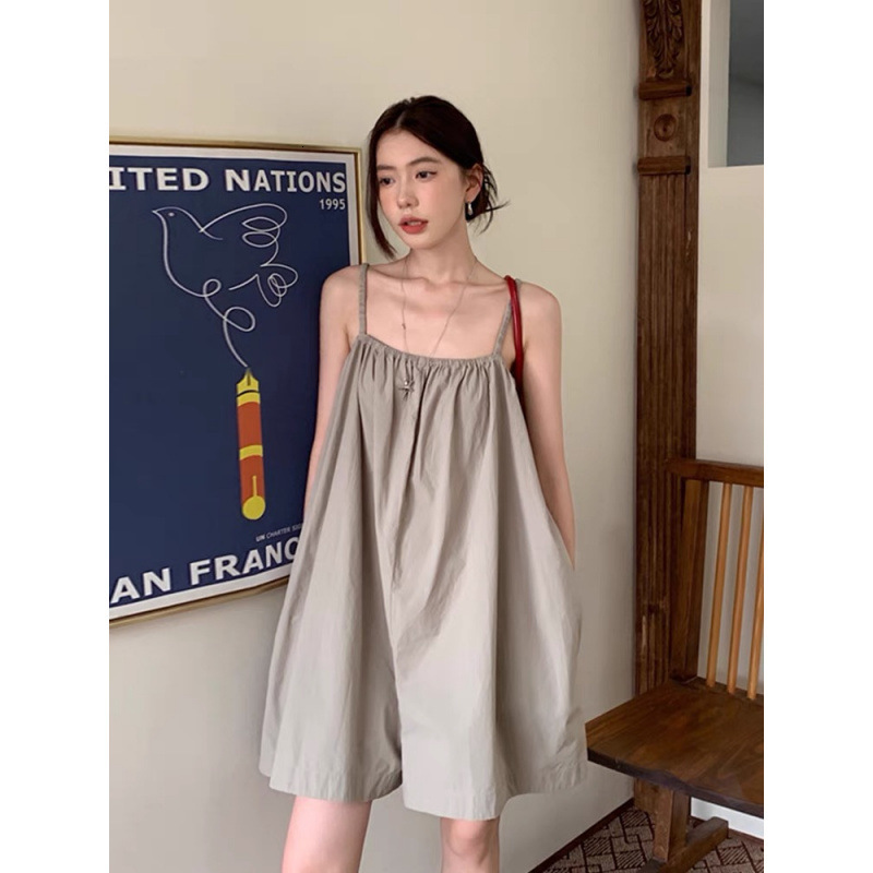 French-style Fashionable Suspender Jumpsuit Shorts For Designer Pants Women Summer Casual Loose-fitting Slimming Wide-leg Pants