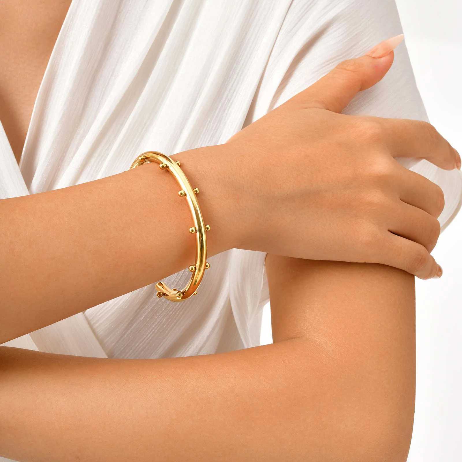 Unique With Mini Balls For WomenGold Plated Stainless Steel Bangles BraceletFashion Jewelry Gifts H260323 - view 5