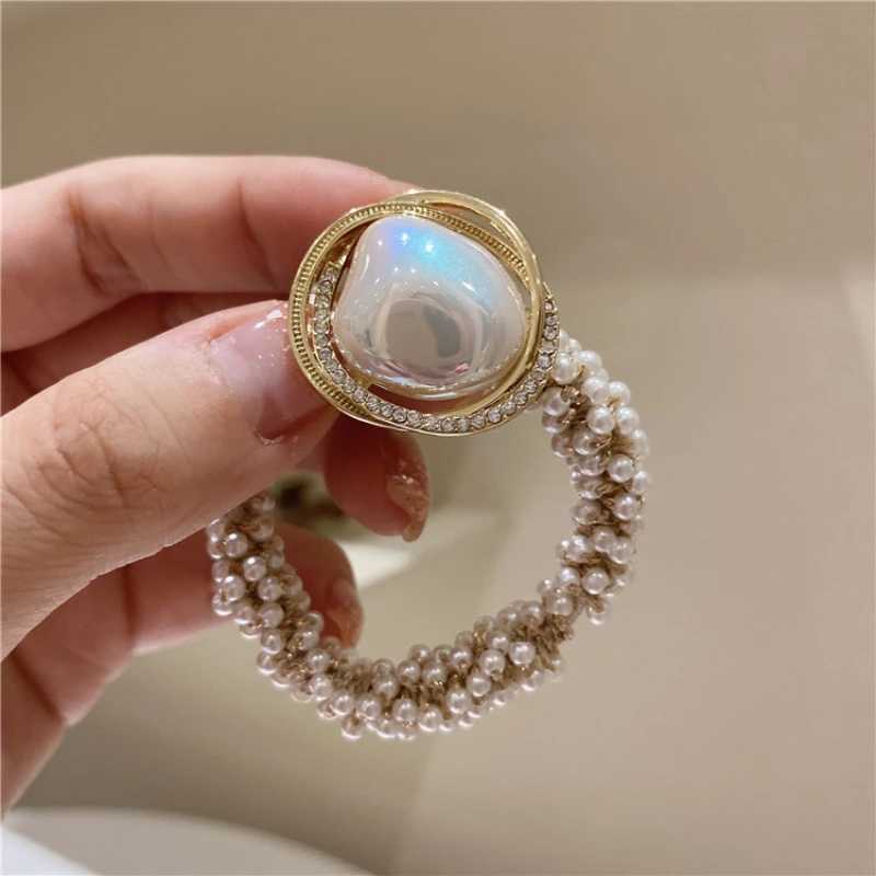 Exquisite Lady Pearl Hair Ties Elegant Women Scrunchies Rubber Band Fashion Elastic Ponytail Holders Hairband Jewelry Hair Clip H260324