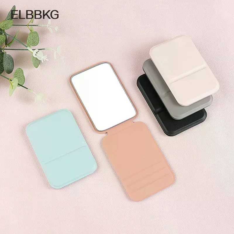 1pc Mini Folding Makeup Mirror High-quality Portable Pocket Makeup Mirror Single-side Creative Women Solid Color Handle Desk H260324