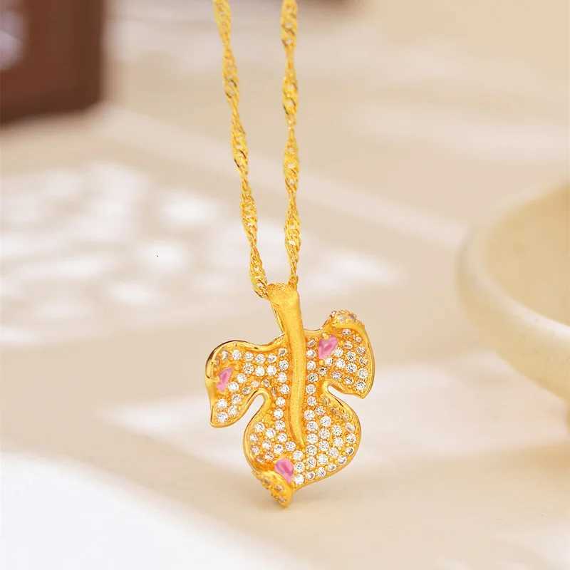 Luxury 24K 9999 Pure Gold real gold Womens Pendant Fashion Diamond Jade Necklace H260324 - view 5