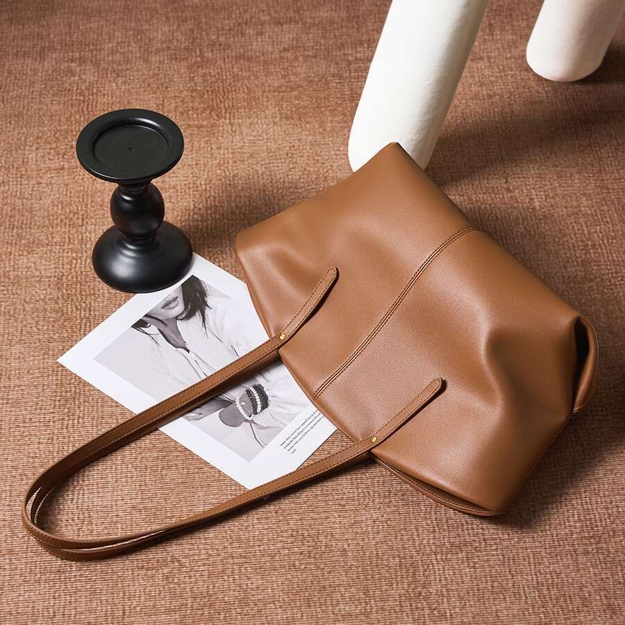 2026 New Genuine Leather Large Capacity Tote Bag, Workplace Commute Shoulder Underarm Bag, Fashion Leather Texture All-match Women Bag SENYY