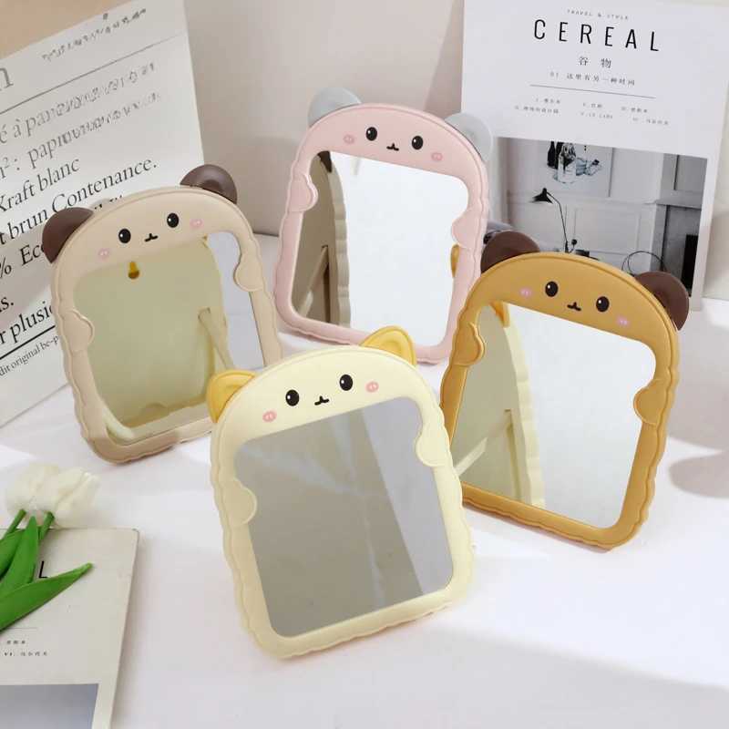 Bedroom Small Makeup Mirror - Cartoon Panda Ear Table Foldable Style Student Dormitory Office Use H260324
